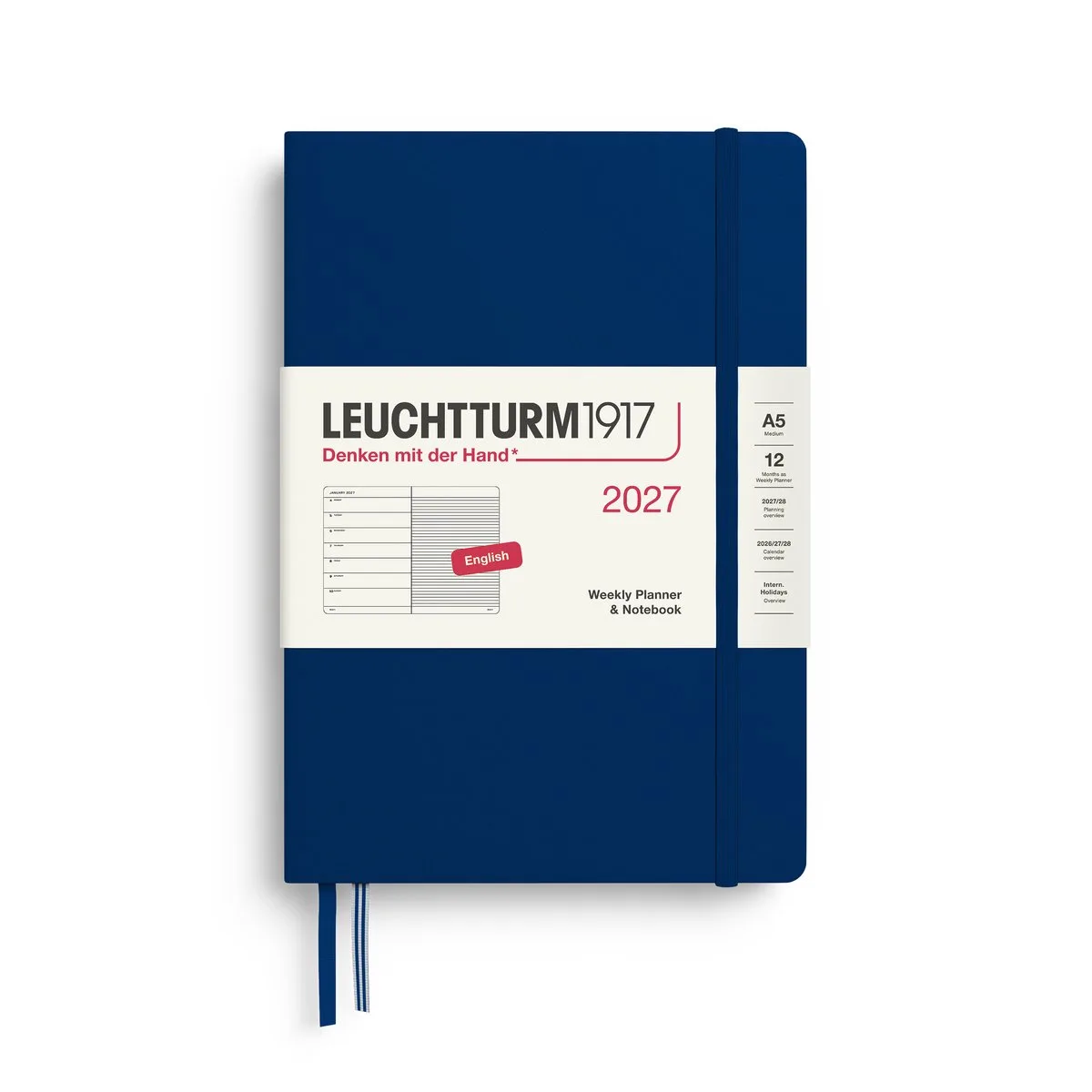Leuchtturm1917 - 2027 Weekly Planner & Notebook - A5 Medium 15x21cm - navy - hardcover de Leuchtturm1917 en Marine blauw, Bleu foncé, Donker blauw – photo produit