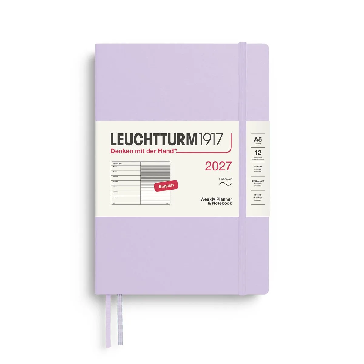 Leuchtturm1917 - 2027 Weekly Planner & Notebook - A5 Medium 15x21cm - lilac - softcover de Leuchtturm1917 en Violet, Lilac – photo produit