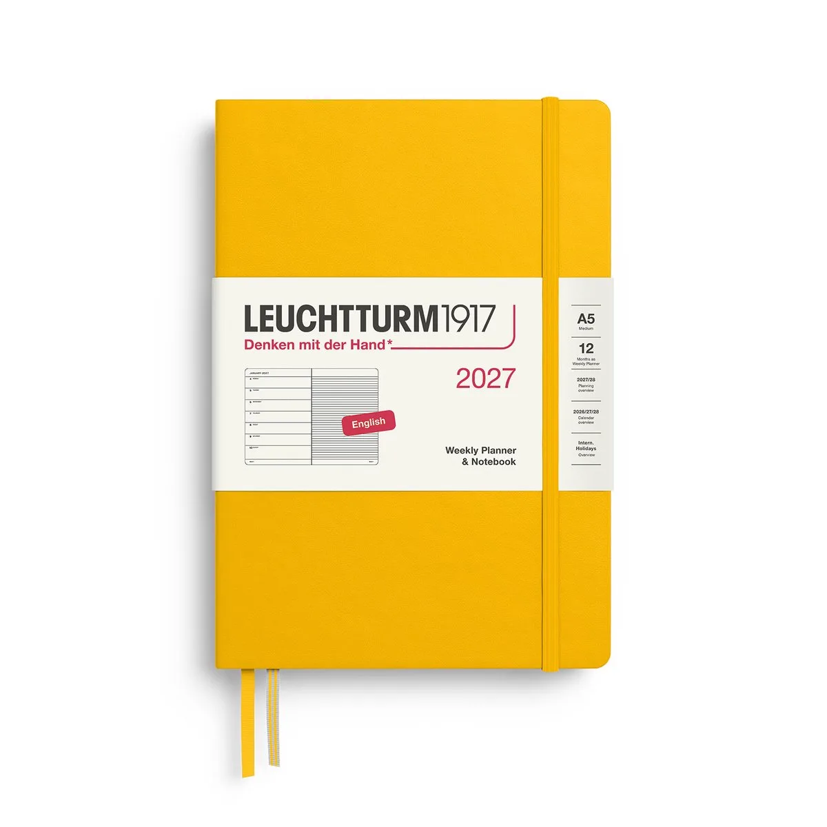 Leuchtturm1917 - 2027 Weekly Planner & Notebook - A5 Medium 15x21cm - sunflower - hardcover de Leuchtturm1917 en Zonnebloem geel, Sunflower – photo produit