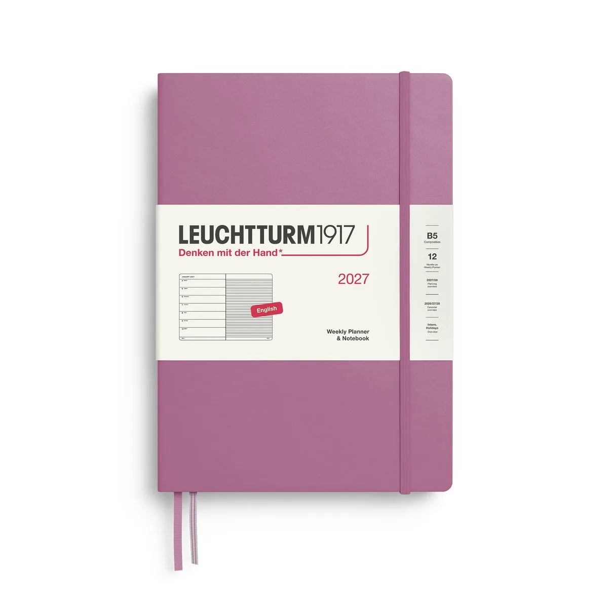 Leuchtturm1917 - 2027 - Weekly Planner & Notebook - B5 Composition 18x25cm - dusty rose - hardcover de Leuchtturm1917 en Oud roze, Dusty rose – photo produit