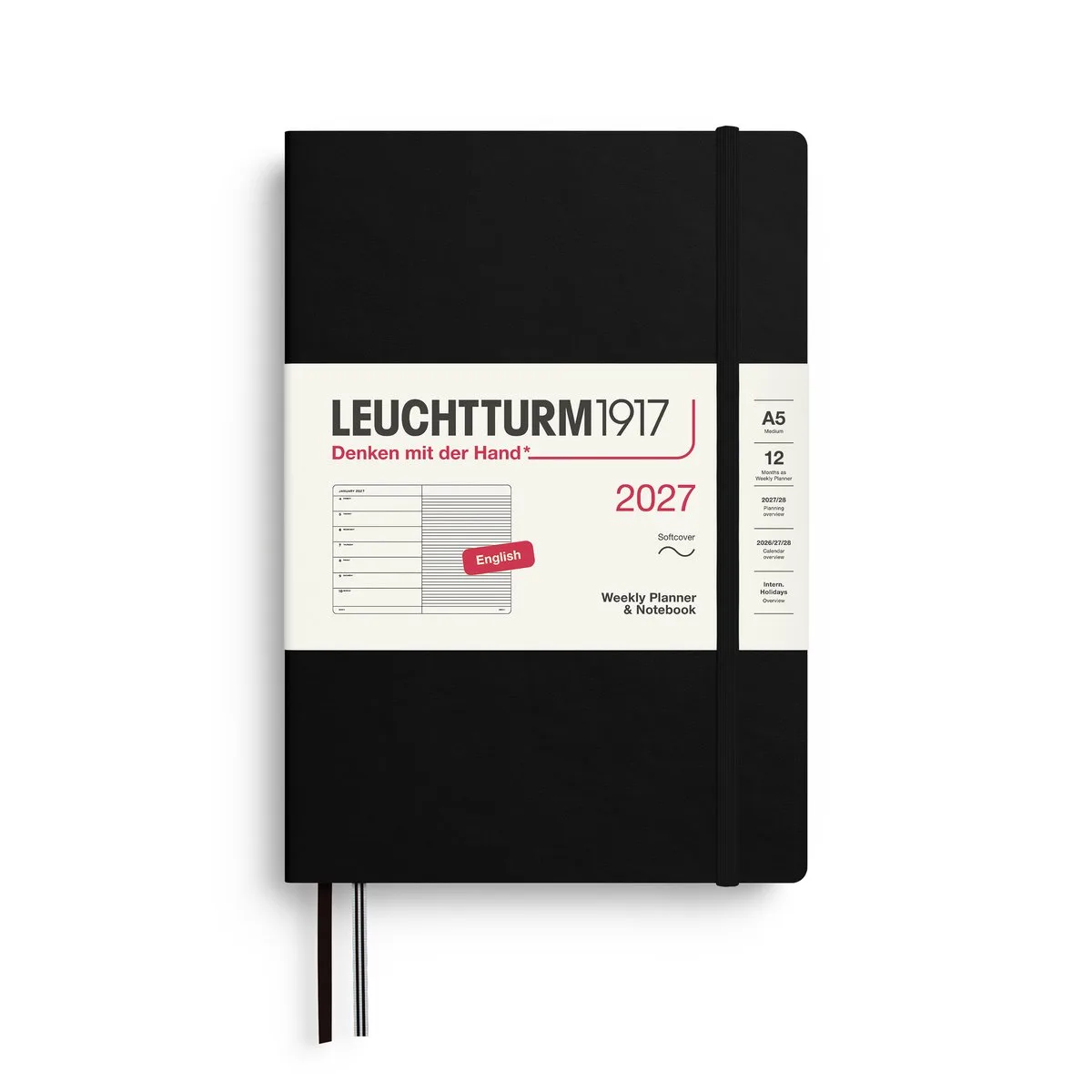 Leuchtturm1917 - 2027 Weekly Planner & Notebook - Medium 15x21cm - black - softcover van Leuchtturm1917 in Zwart – productfoto