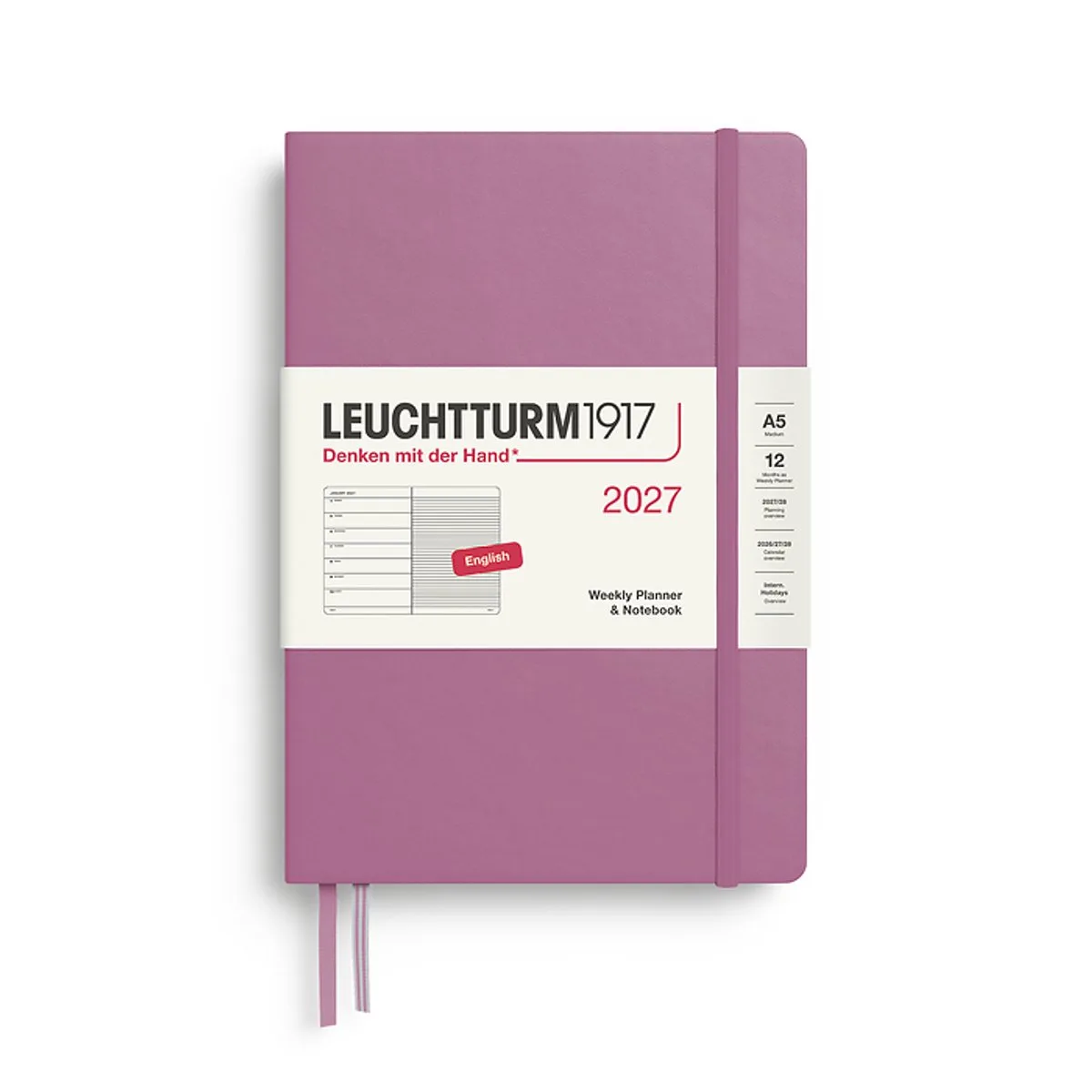 Leuchtturm1917 - 2027 Weekly Planner & Notebook - Medium - dusty rose - hardcover van Leuchtturm1917 in Oud roze – productfoto