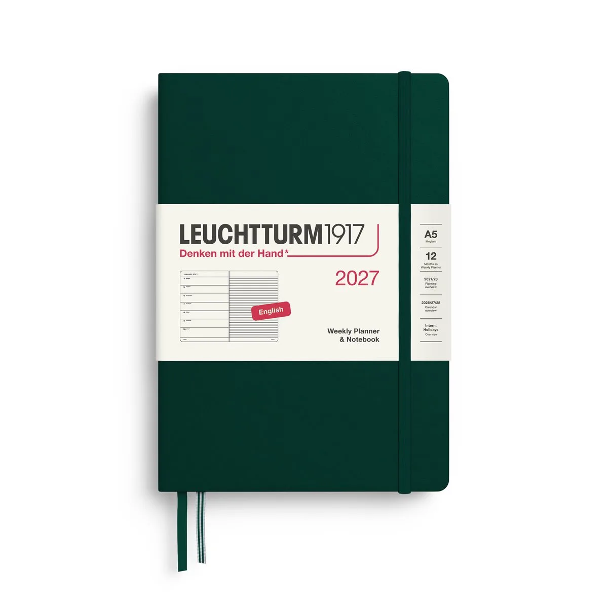 Leuchtturm1917 - 2027 Weekly Planner & Notebook - Medium - forest green - hardcover van Leuchtturm1917 in Donker groen, Forest green – productfoto