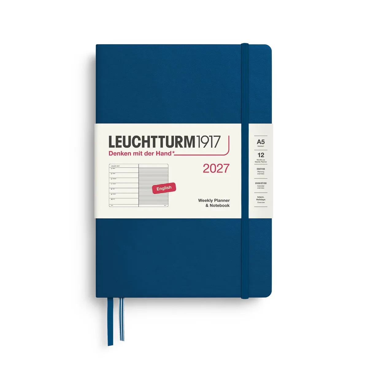 Leuchtturm1917 - 2027 Weekly Planner & Notebook - Medium - indigo - hardcover de Leuchtturm1917 en Indigo, Donker blauw – photo produit