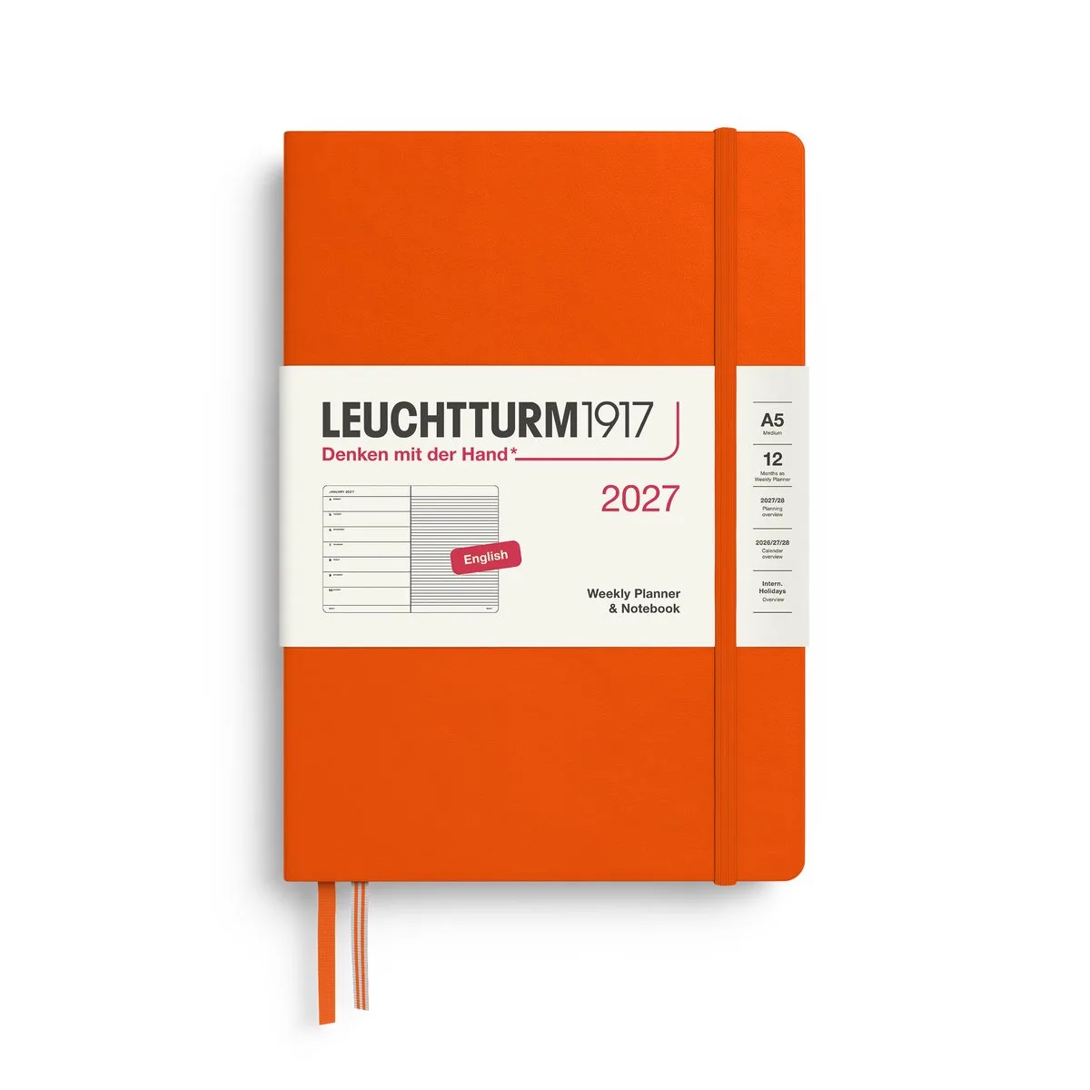 Leuchtturm1917 - 2027 Weekly Planner & Notebook - Medium - pumpkin - hardcover de Leuchtturm1917 en Orange, Pumpkin – photo produit