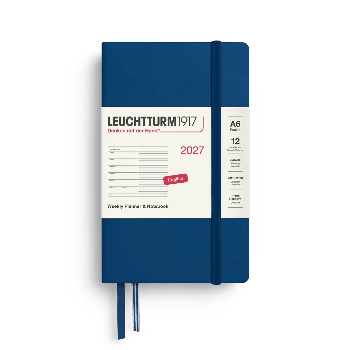 Leuchtturm1917 - 2027 - Zak Agenda en Notitieboek - A6 Pocket 9x15cm - indigo - hardcover de Leuchtturm1917 en Indigo, Donker blauw – photo produit
