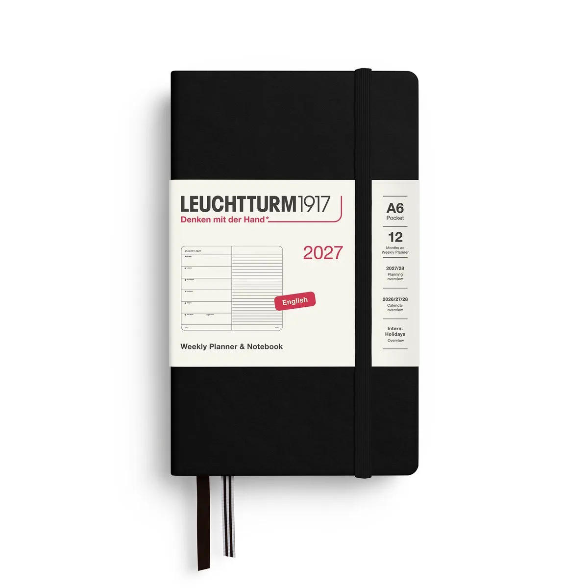 Leuchtturm1917 - 2027 - Zak Agenda en Notitieboek - A6 Pocket 9x15cm - black - hardcover från Leuchtturm1917 i Svart – produktbild