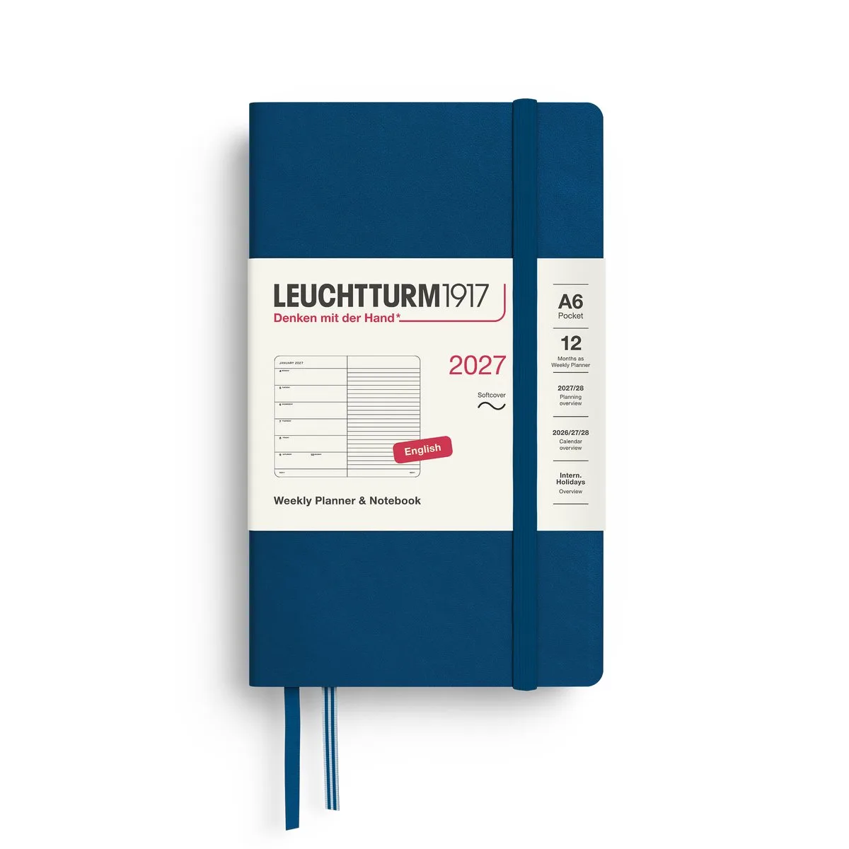 Leuchtturm1917 - 2027 - Zak Agenda en Notitieboek - A6 Pocket 9x15cm - indigo - softcover de Leuchtturm1917 en Indigo, Donker blauw – photo produit