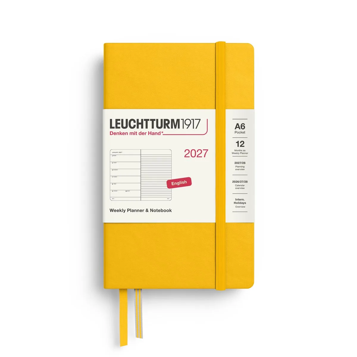 Leuchtturm1917 - 2027 - Zak Agenda en Notitieboek - A6 Pocket 9x15cm - sunflower - hardcover de Leuchtturm1917 en Zonnebloem geel, Sunflower – photo produit