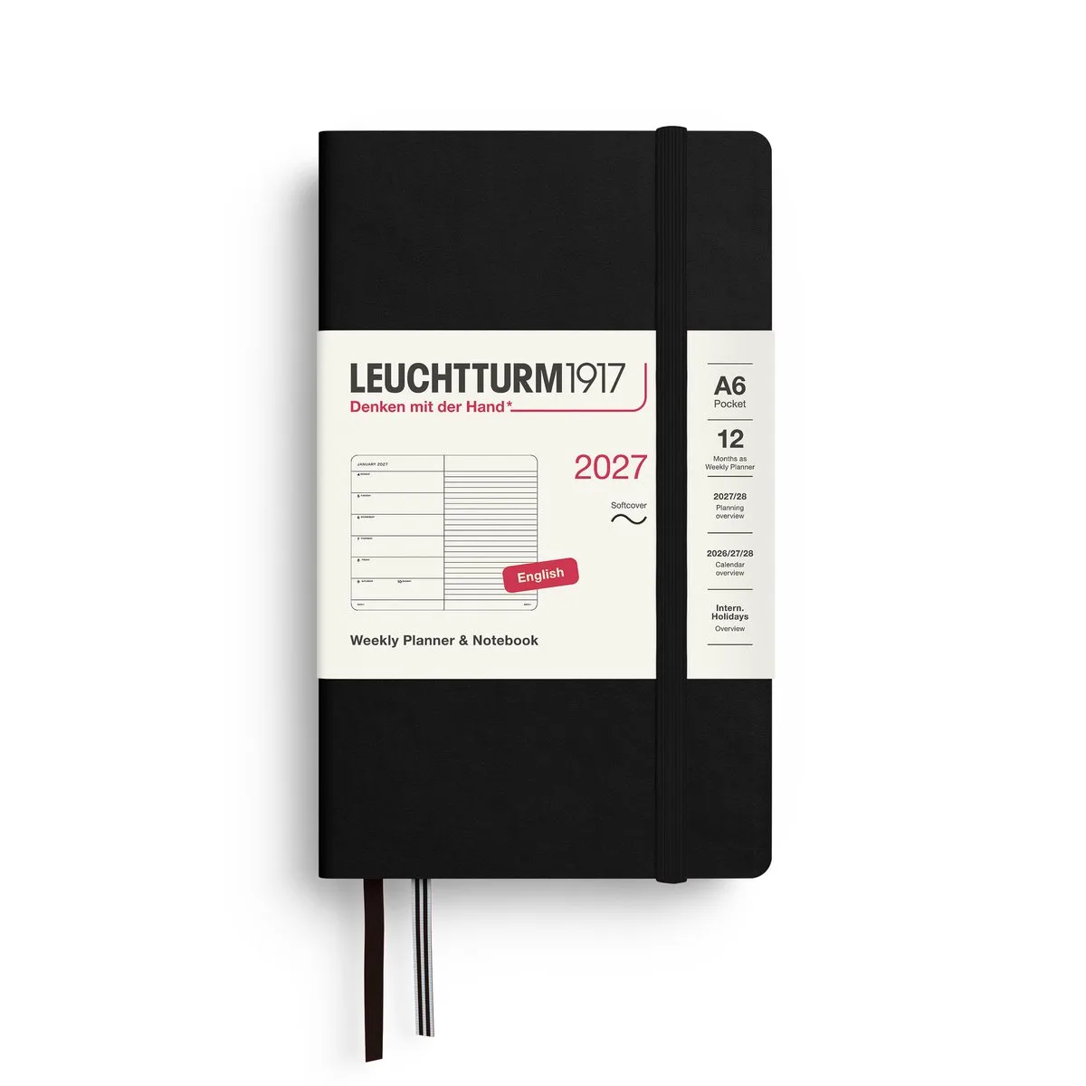 Leuchtturm1917 - 2027 - Zak Agenda en Notitieboek - A6 Pocket 9x15cm - black - softcover van Leuchtturm1917 in Zwart – productfoto