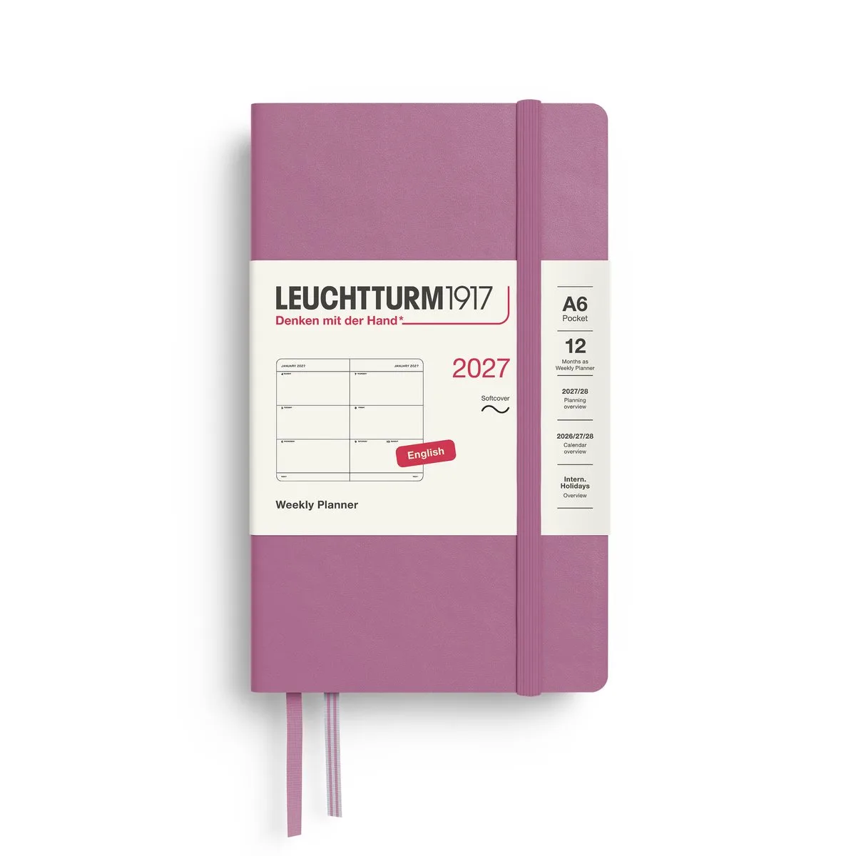 Leuchtturm1917 - 2027 - Zak Agenda - Weekly Planner - A6 Pocket 9x15cm - dusty rose - softcover från Leuchtturm1917 i Oud roze, Dusty rose – produktbild