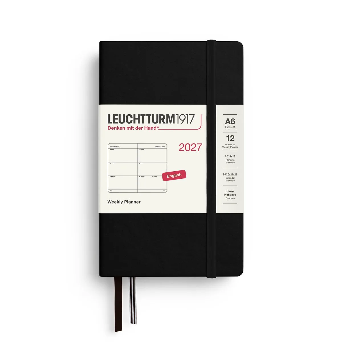 Leuchtturm1917 - 2027 - Zak Agenda - Weekly Planner - A6 Pocket 9x15cm - black - hardcover de Leuchtturm1917 en Noir – photo produit