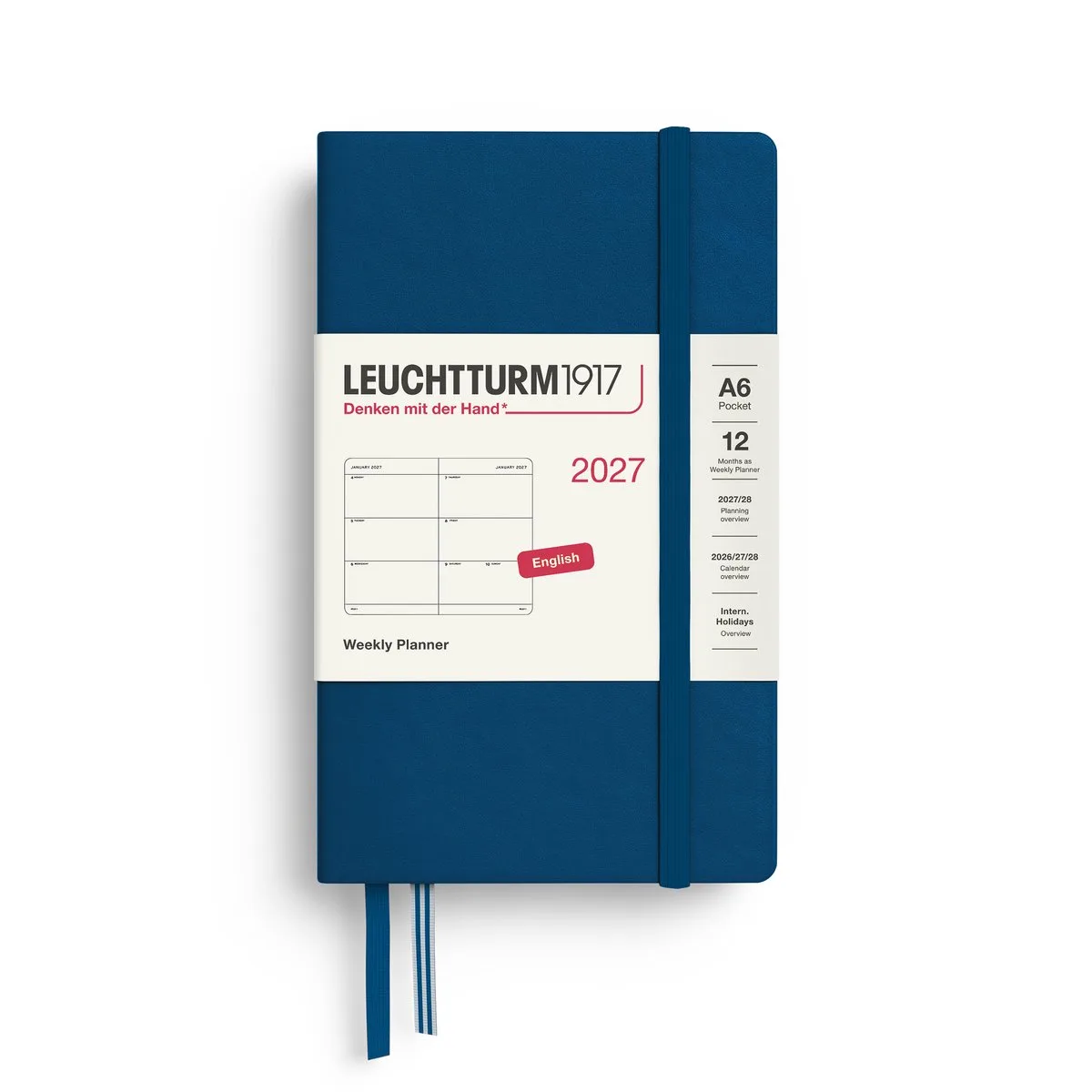 Leuchtturm1917 - 2027 - Zak Agenda - Weekly Planner - A6 Pocket 9x15cm - indigo - hardcover de Leuchtturm1917 en Indigo, Donker blauw – photo produit