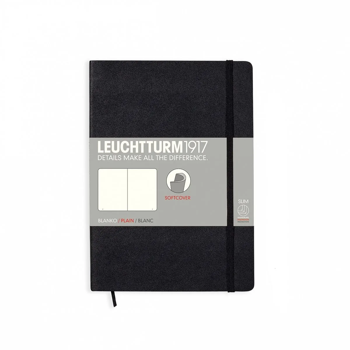 Medium Softcover Notebook Plain by Leuchtturm1917 in Black – product photo