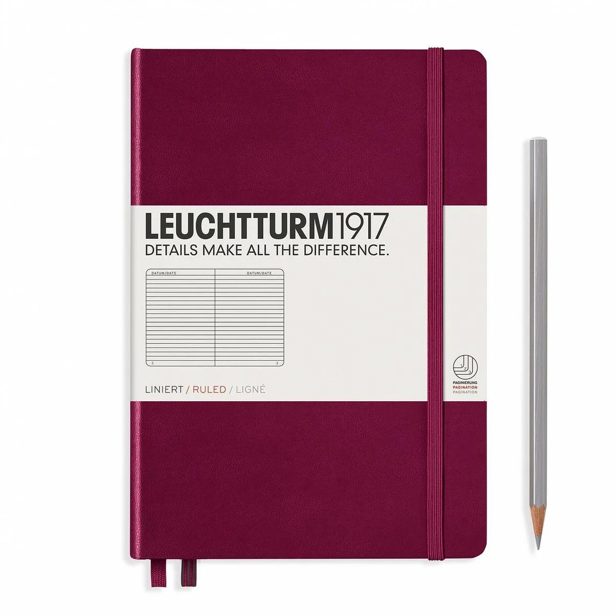 Notebook A5 Hardcover Lined de Leuchtturm1917 en Port red – photo produit