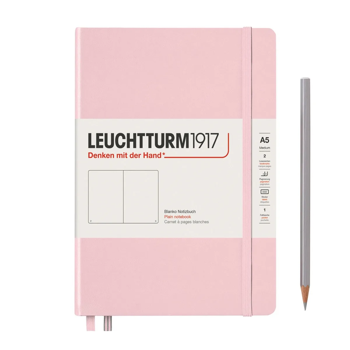 Notebook A5 Hardcover Plain/Blanco Powder de Leuchtturm1917 en Powder – Poederroze – photo produit