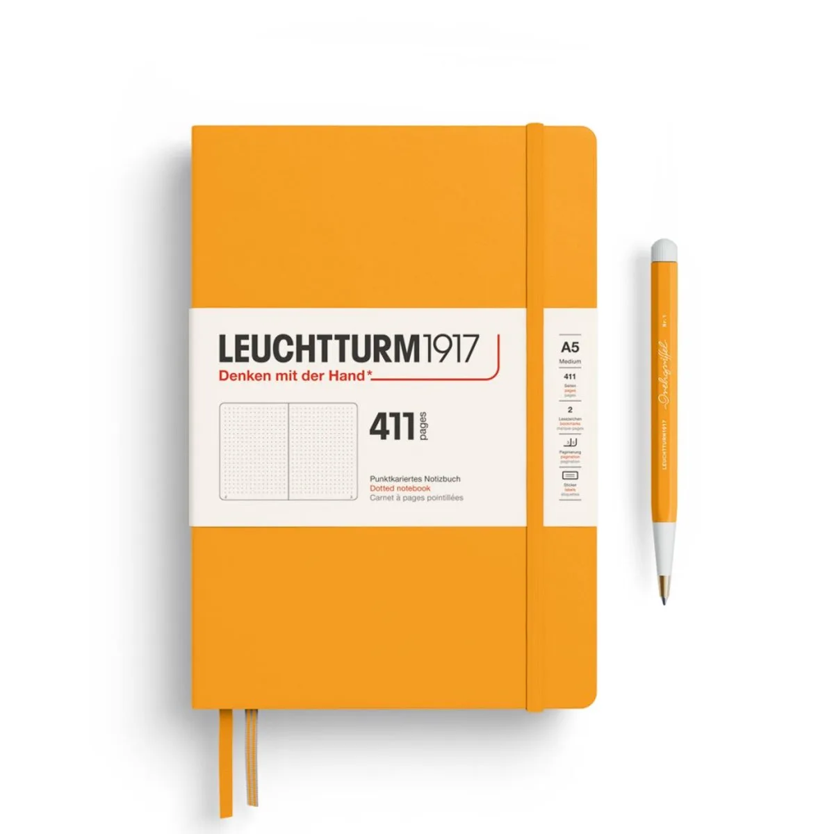 Notebook Medium A5 Hardcover Dotted de Leuchtturm1917 en Rising sun – photo produit