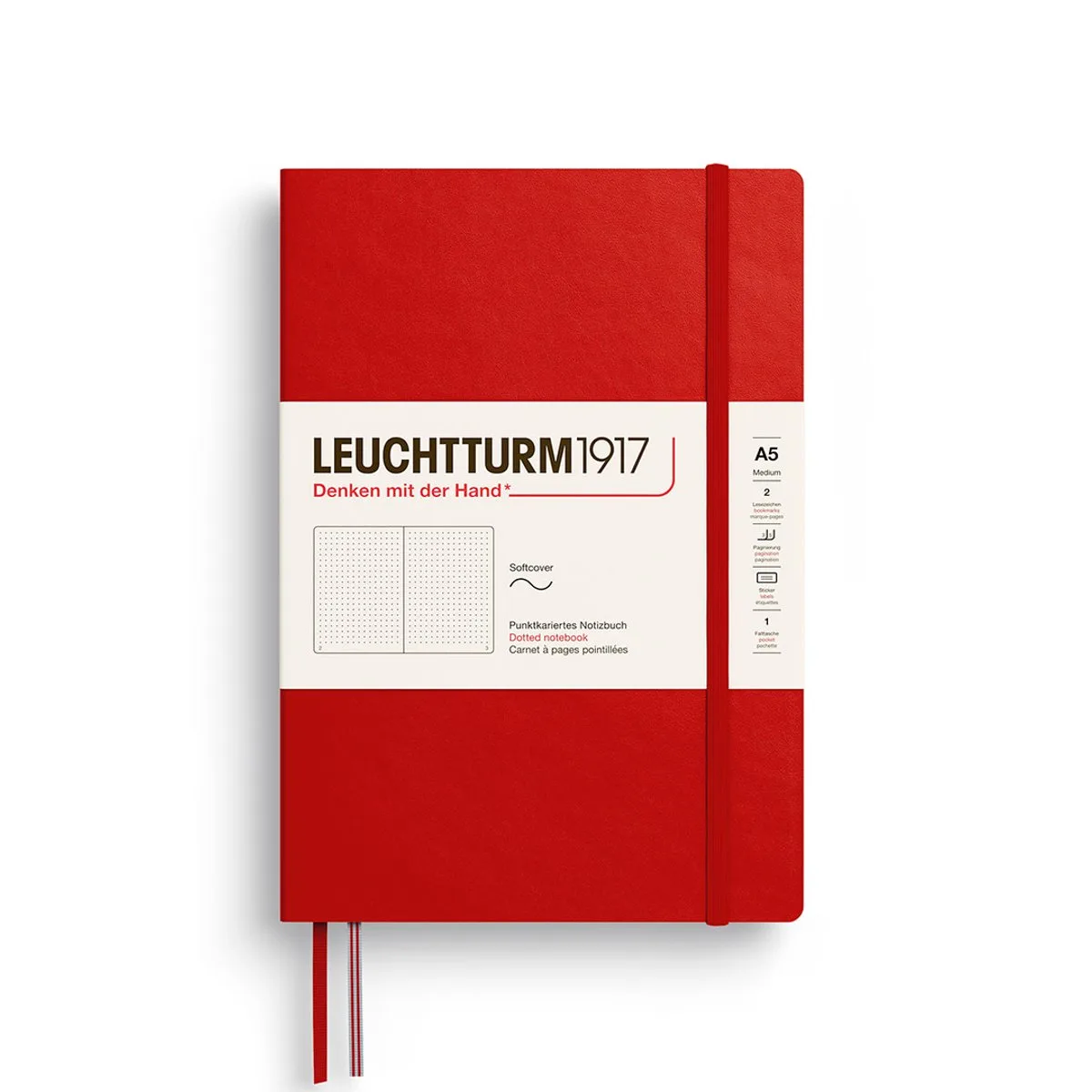 Notitieboek A5 - cherry - softcover - stipjes (dotted) de Leuchtturm1917 en Kersenrood – photo produit