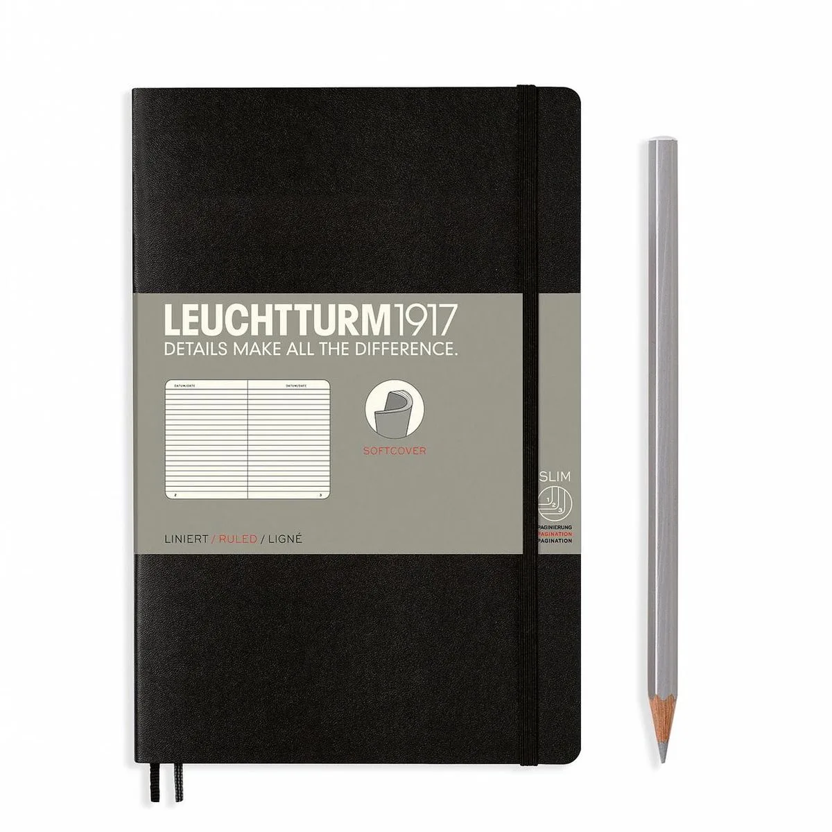 Notitieboek B6+ Softcover Black Gelinieerd - Notebook - 4004117538544 från Leuchtturm1917 i Svart – produktbild