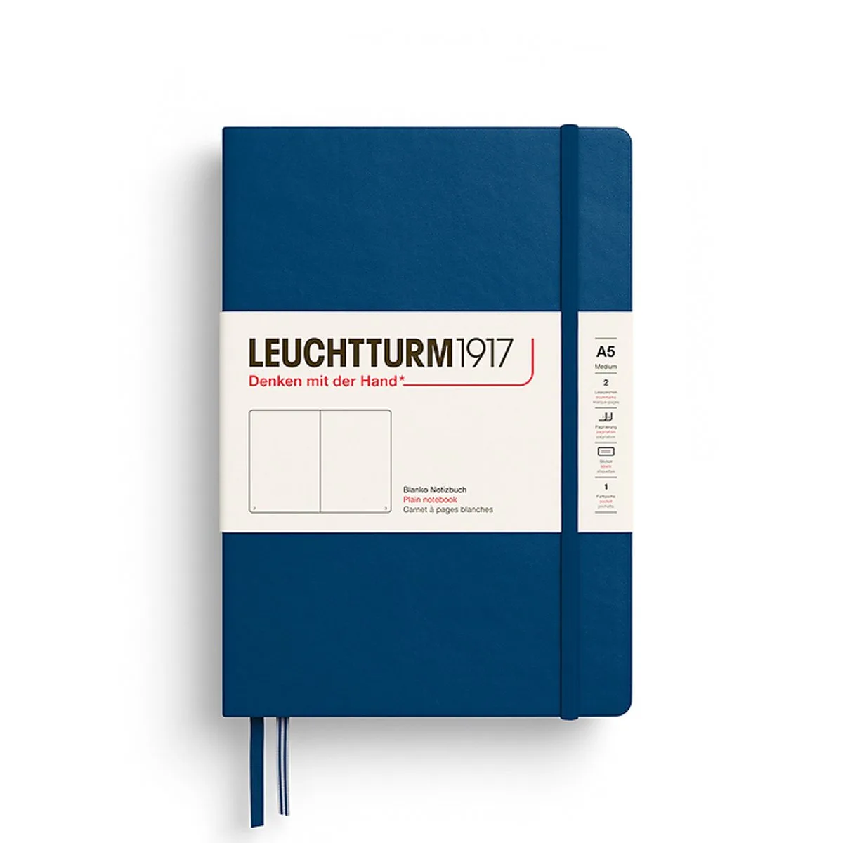notitieboek blanco medium hardcover a5 145x210mm fra Leuchtturm1917 i Indigo – produktbillede