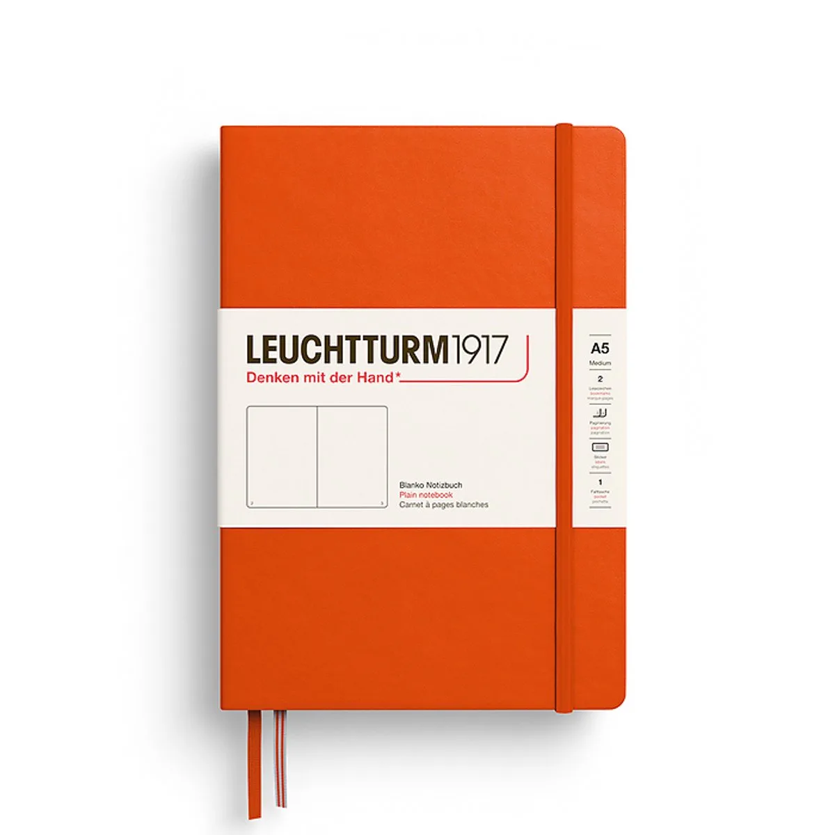 notitieboek blanco medium hardcover a5 145x210mm fra Leuchtturm1917 i Pumpkin – produktbillede