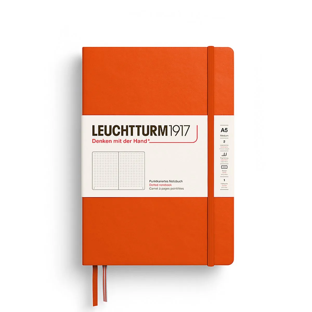 notitieboek dotted medium hardcover a5 145x210mm fra Leuchtturm1917 i Pumpkin – produktbillede