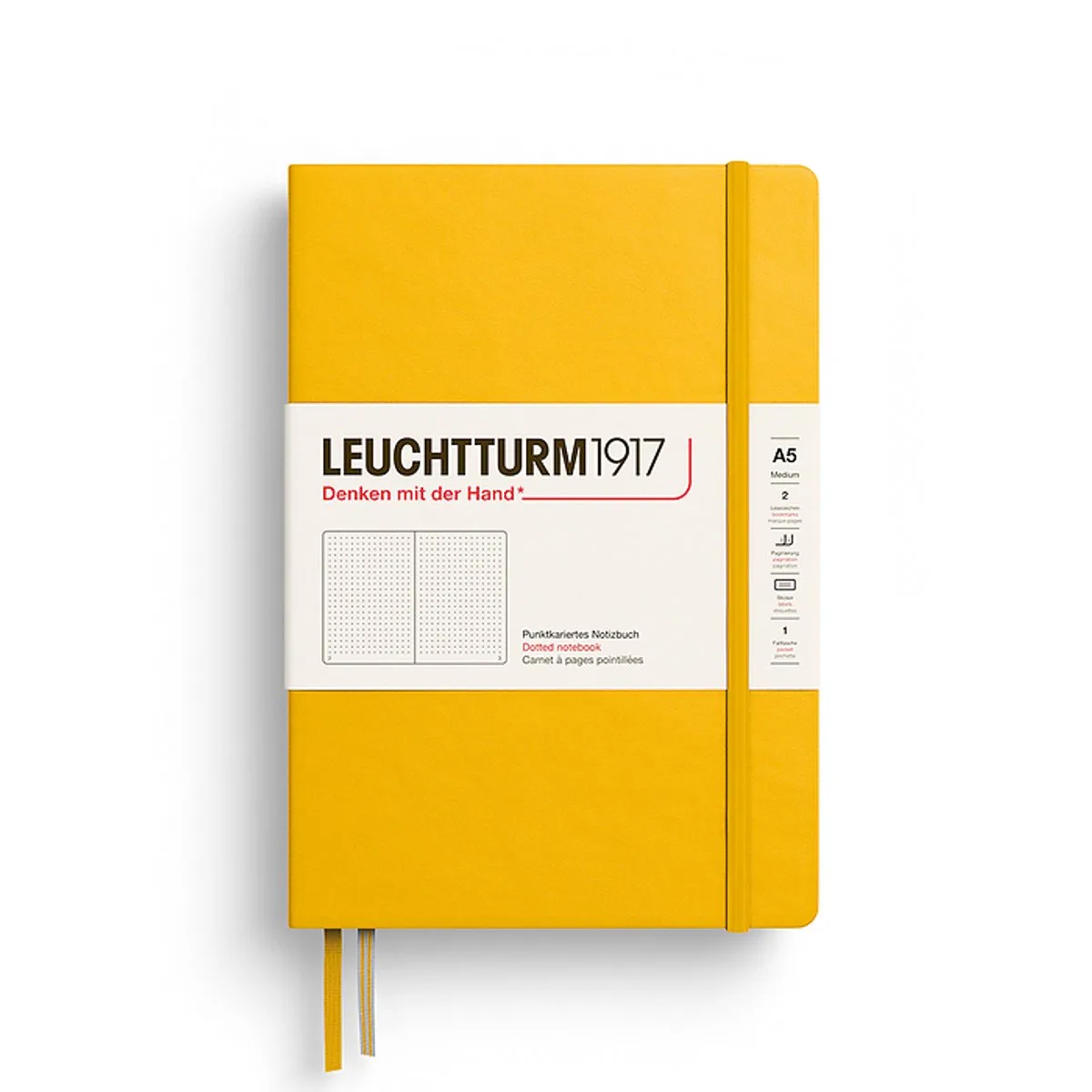 notitieboek dotted medium hardcover a5 145x210mm fra Leuchtturm1917 i Sunflower – produktbillede