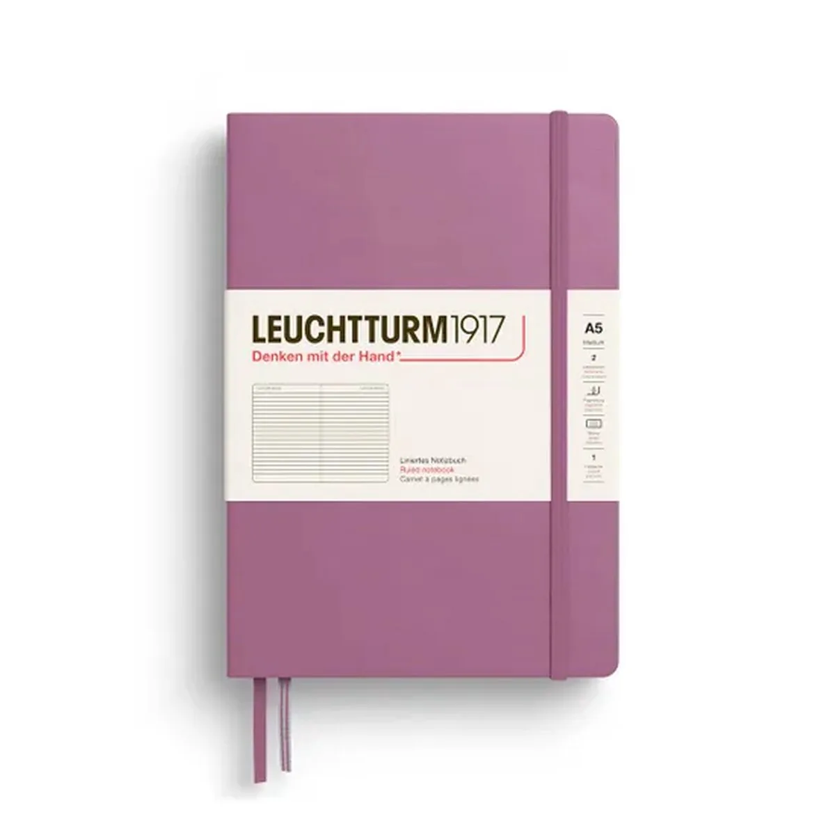 notitieboek dusty rose lined medium hardcover a5 145x210mm fra Leuchtturm1917 i Lyserød – produktbillede