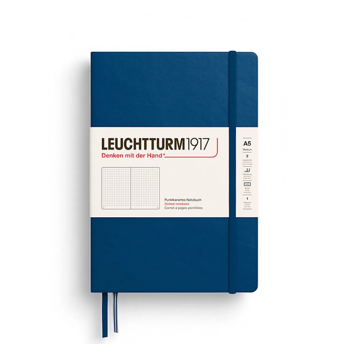 notitieboek indigo dotted medium hardcover a5 145x210mm van Leuchtturm1917 in Blauw – productfoto