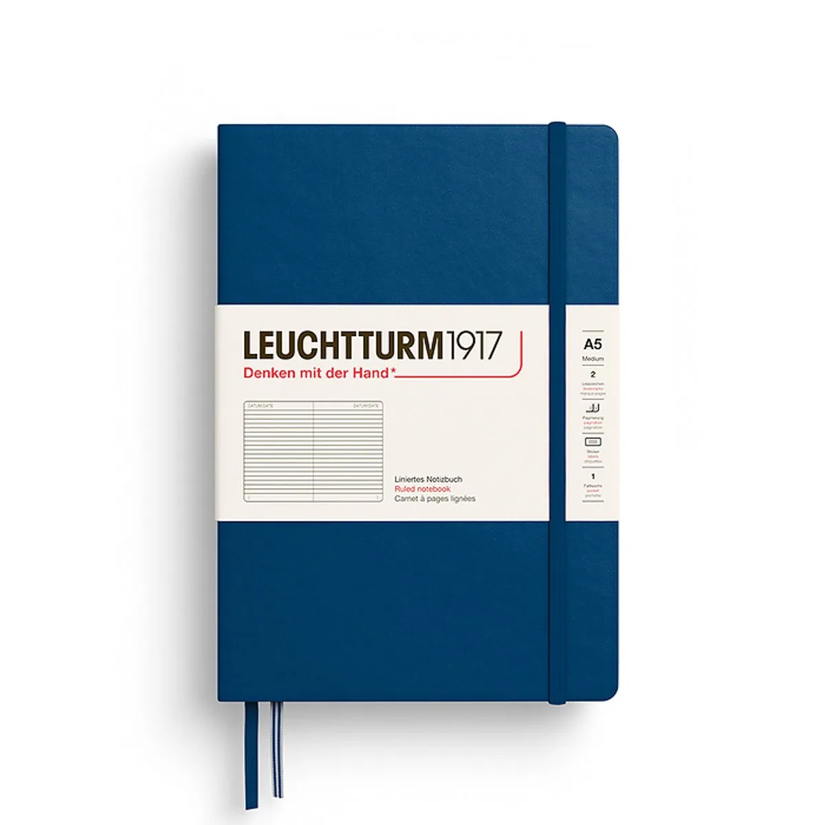 notitieboek lined medium hardcover a5 145x210mm van Leuchtturm1917 in Indigo – productfoto