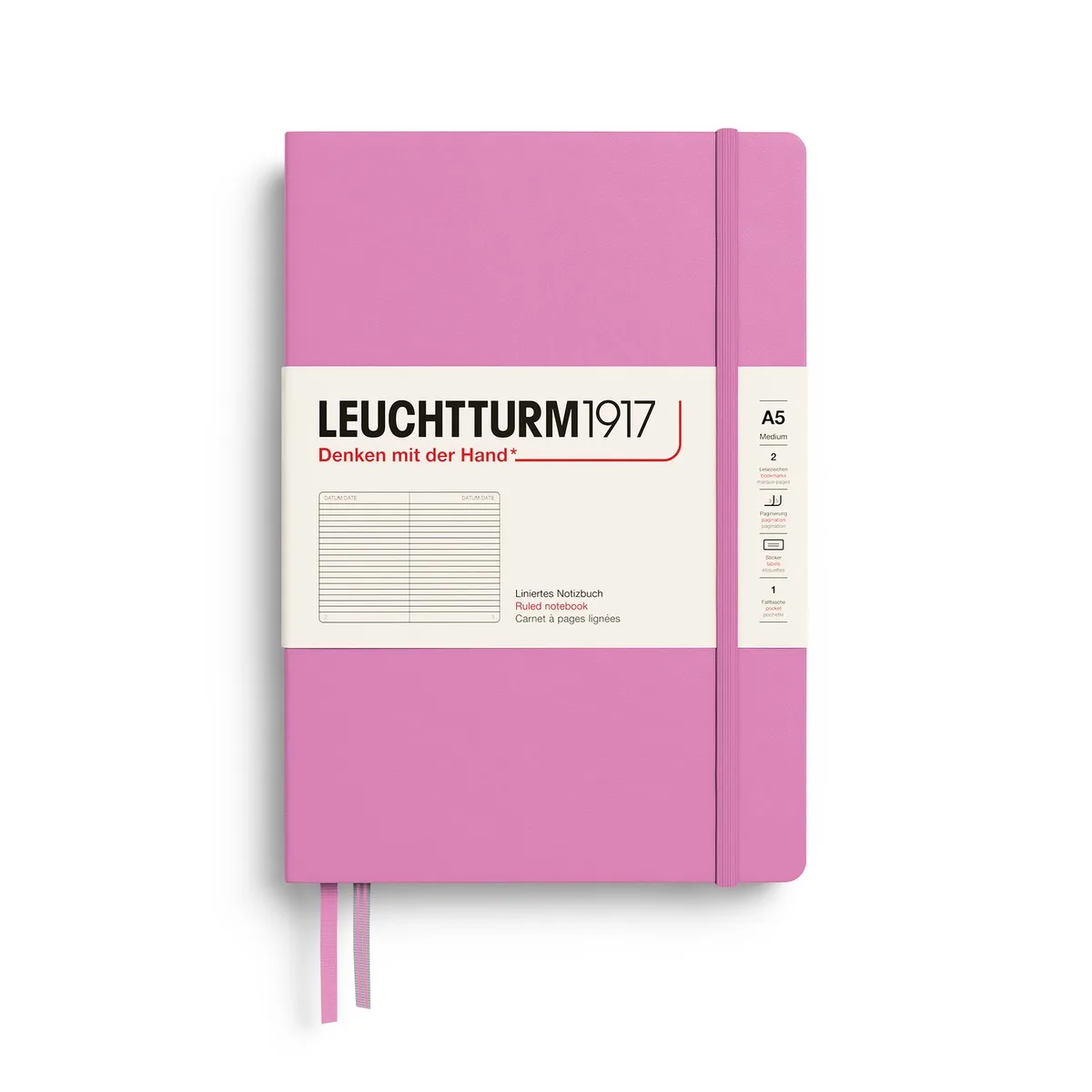 Notitieboek Medium A5 - Hardcover - 145x210mm - gelinieerd - ruled - Bubblegum från Leuchtturm1917 i Rosa – produktbild