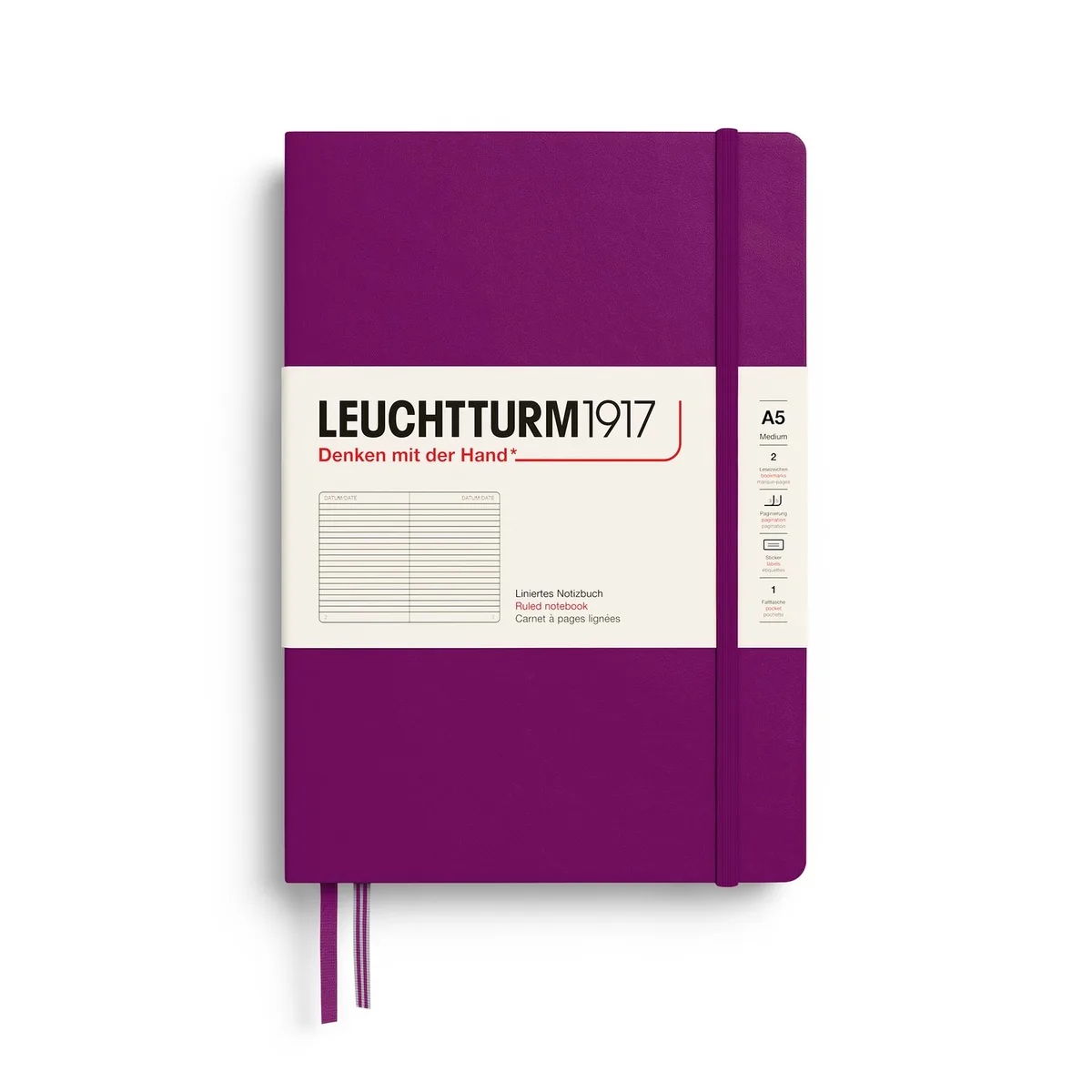 Notitieboek Medium A5 - Hardcover - 145x210mm - lijnen - ruled - Burgundy från Leuchtturm1917 – produktbild