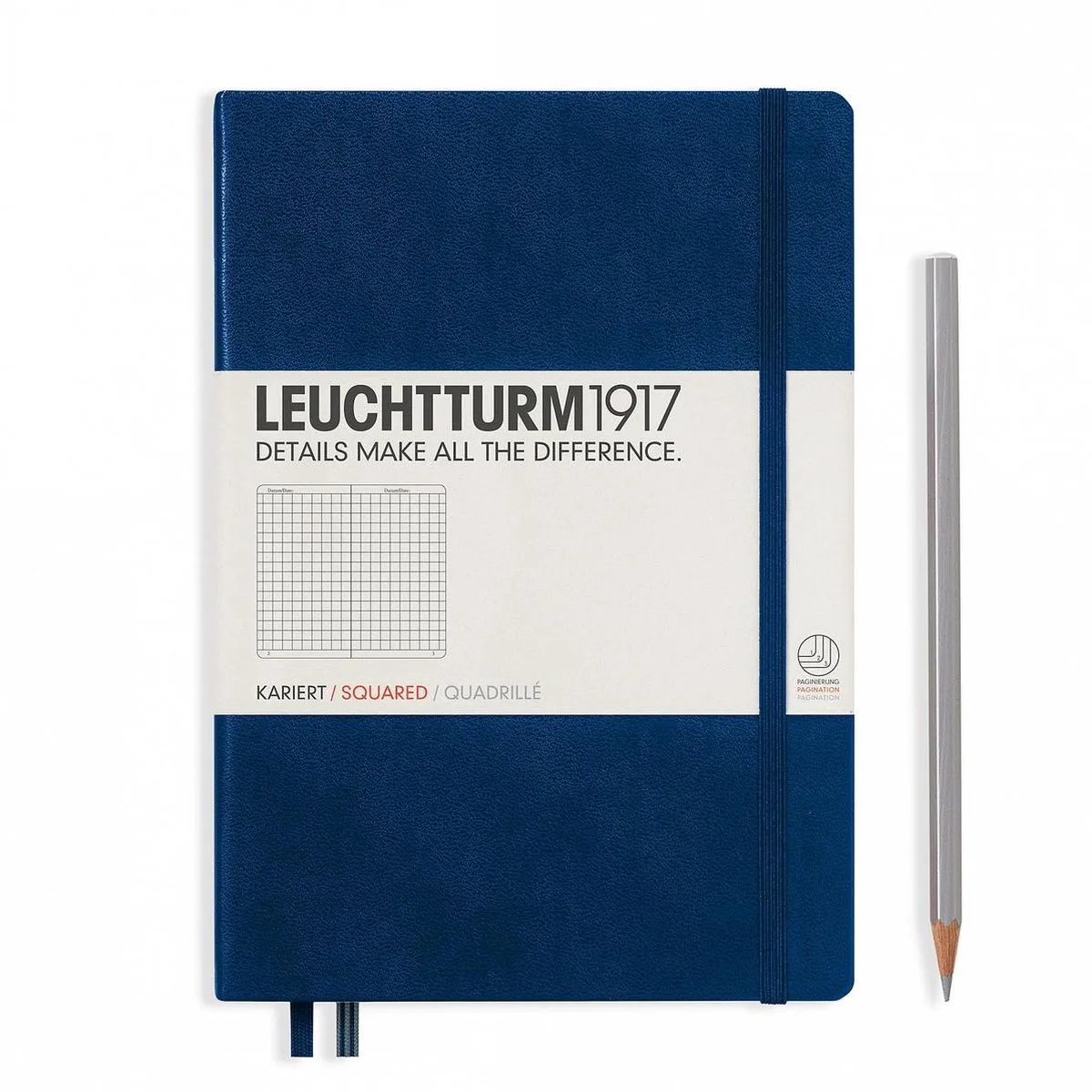 Notitieboek - Medium - Geruit fra Leuchtturm1917 i Mørkeblå – produktbillede