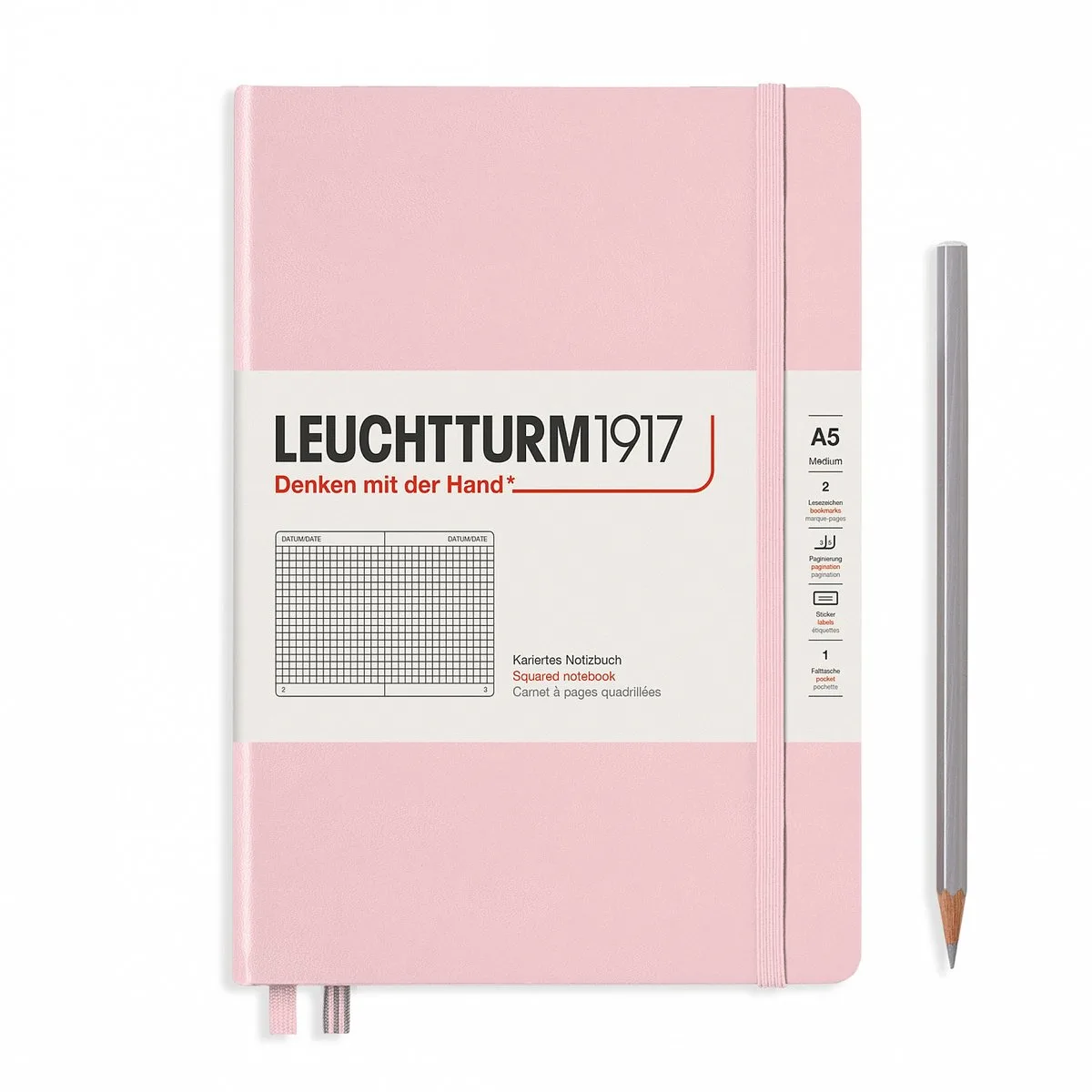 notitieboek medium pastel ruit de Leuchtturm1917 en Rose – photo produit