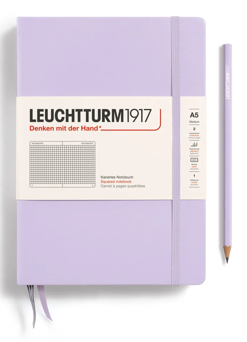 Notitieboek Medium Smooth Colors Lilac Geruit van Leuchtturm1917 in Paars – productfoto