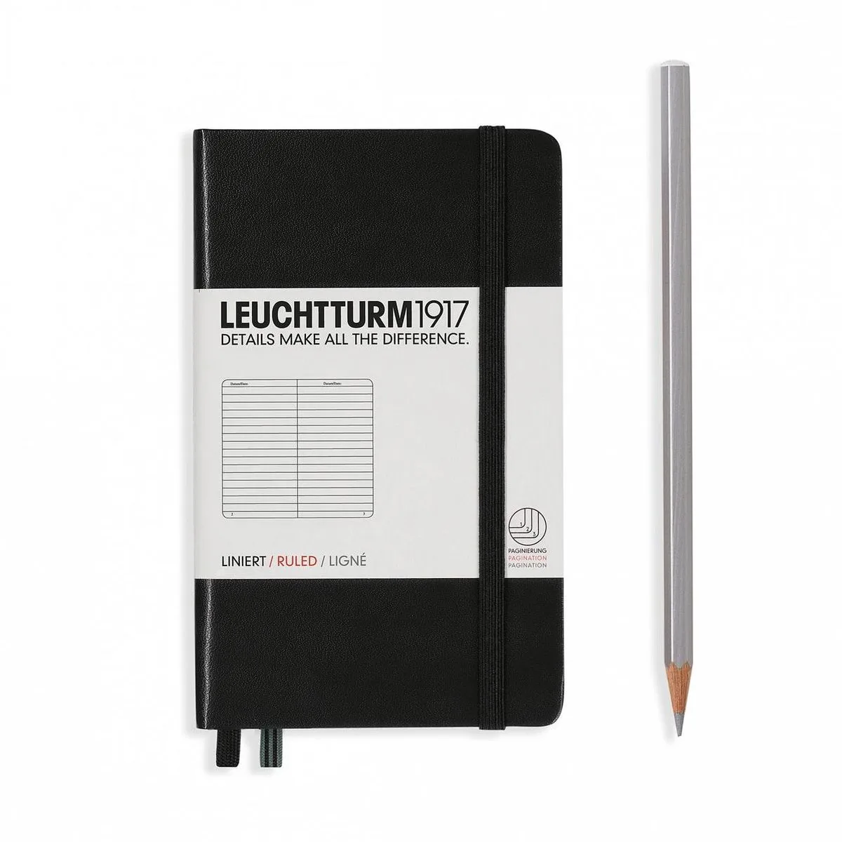 Notitieboek - Pocket - Gelinieerd fra Leuchtturm1917 i Sort – produktbillede