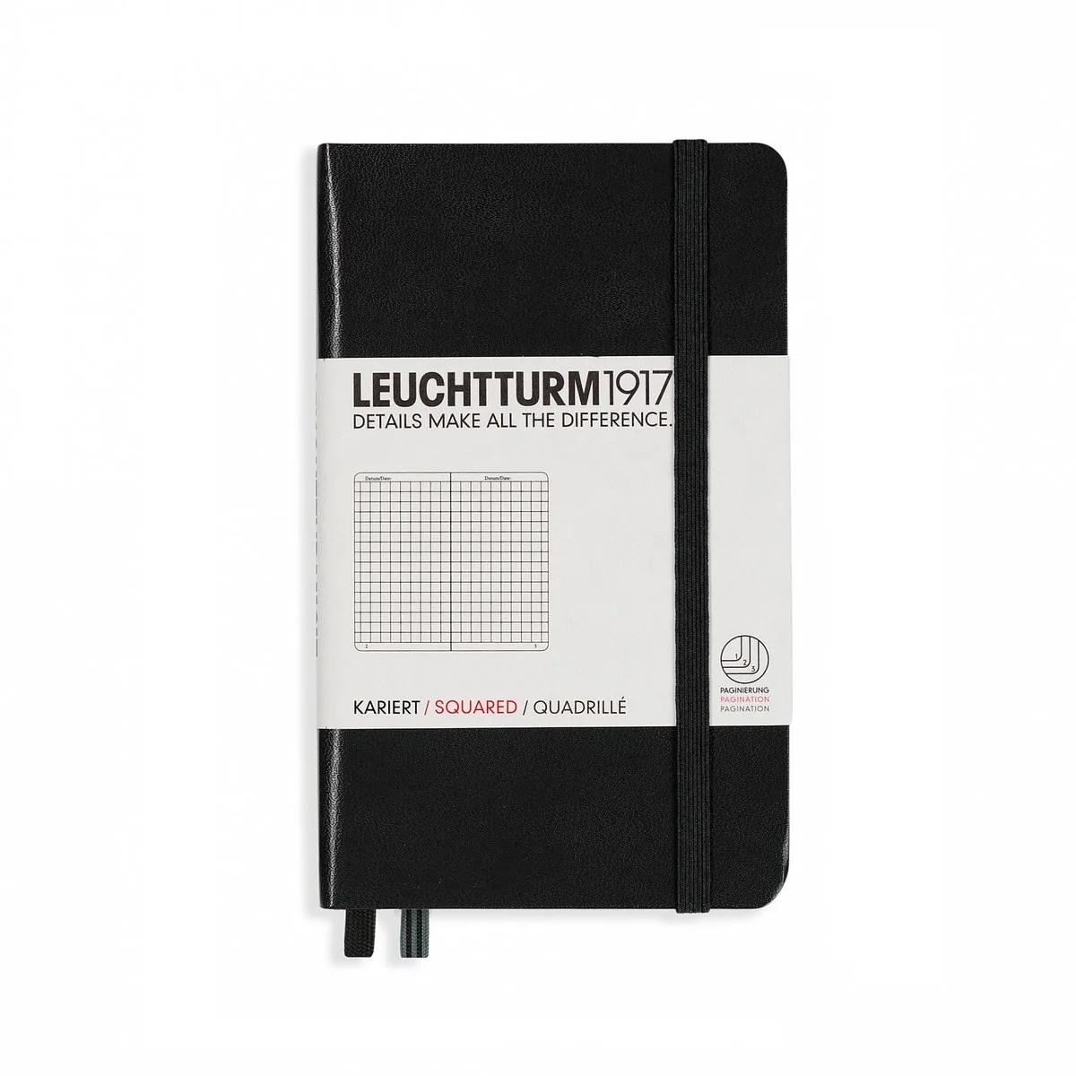 Notitieboek - Pocket - Geruit van Leuchtturm1917 in Zwart – productfoto