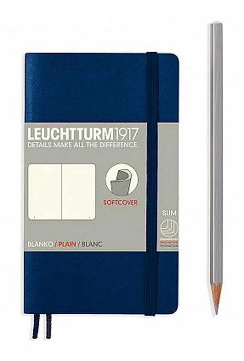 Notitieboek Pocket - Softcover - Blanco von Leuchtturm1917 in Dunkelblau – Produktfoto