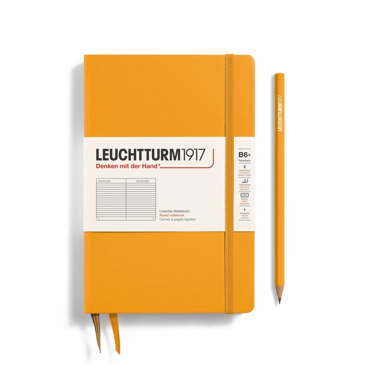 Notitieboek Slim B6+ Paperback Hardcover Gelijnd van Leuchtturm1917 in Rising Sun – productfoto