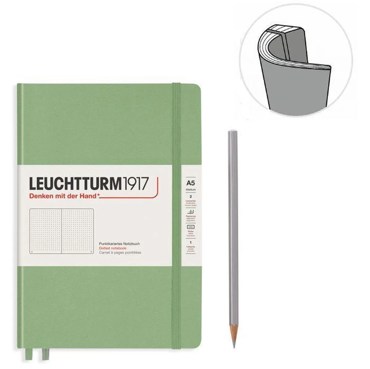 notitieboek soft medium dots von Leuchtturm1917 in Pastel groen – Produktfoto