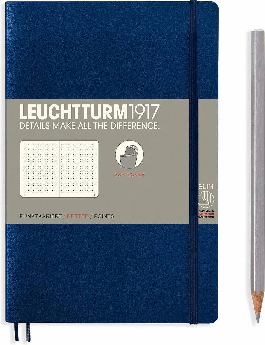 notitieboek softcover 19x12.5 cm bullets/dots/puntjes marineblauw de Leuchtturm1917 en Bleu – photo produit