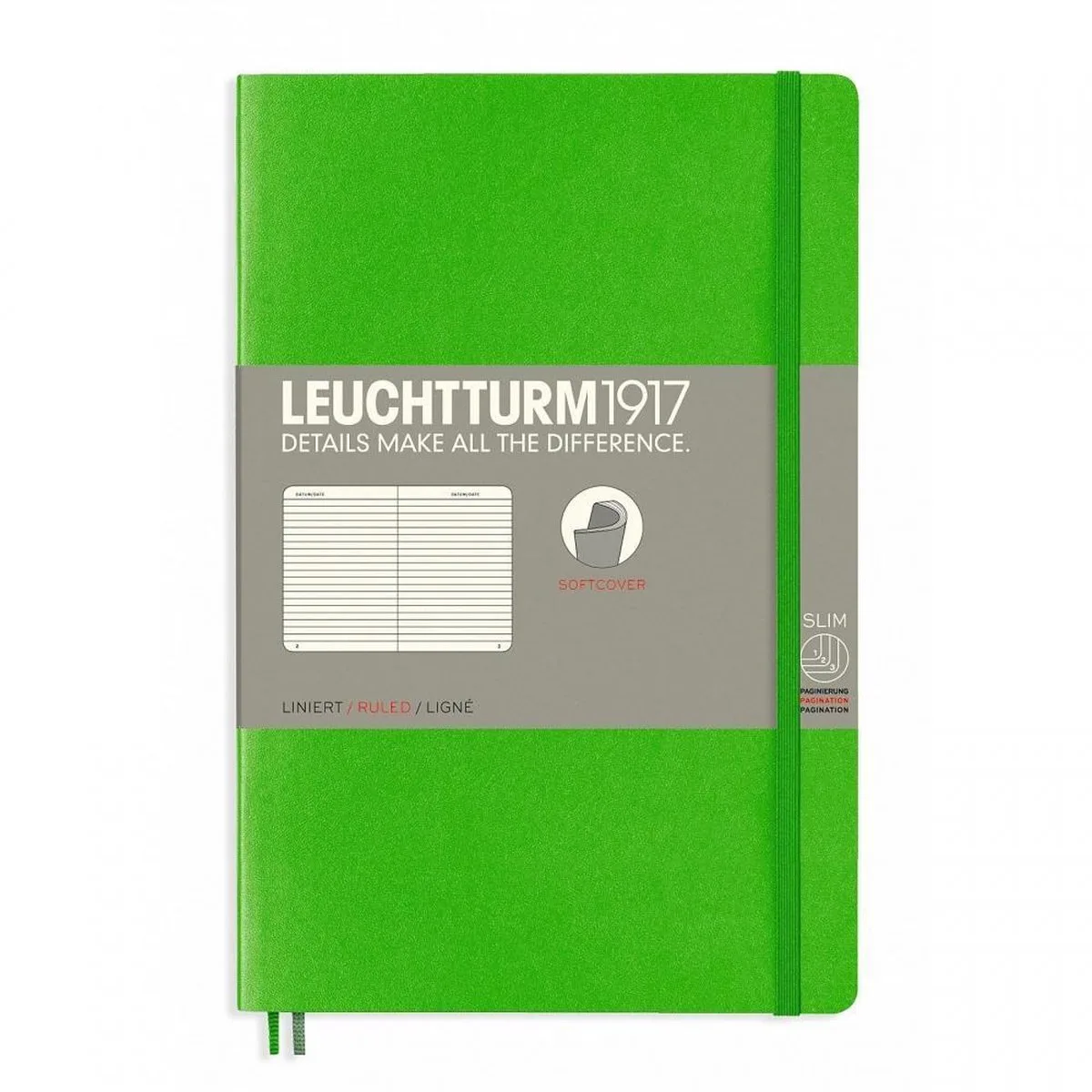 notitieboek softcover 19x12.5 cm lijn helder de Leuchtturm1917 en Vert – photo produit