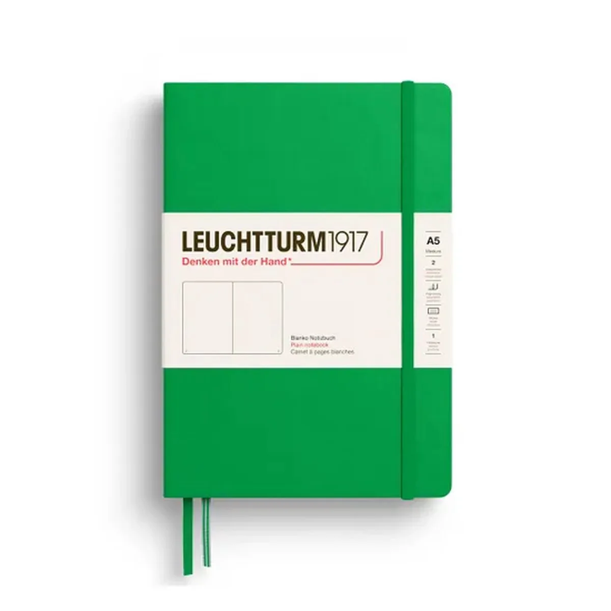 notitieboek spring leaf blanco medium hardcover a5 145x210mm van Leuchtturm1917 in Groen – productfoto