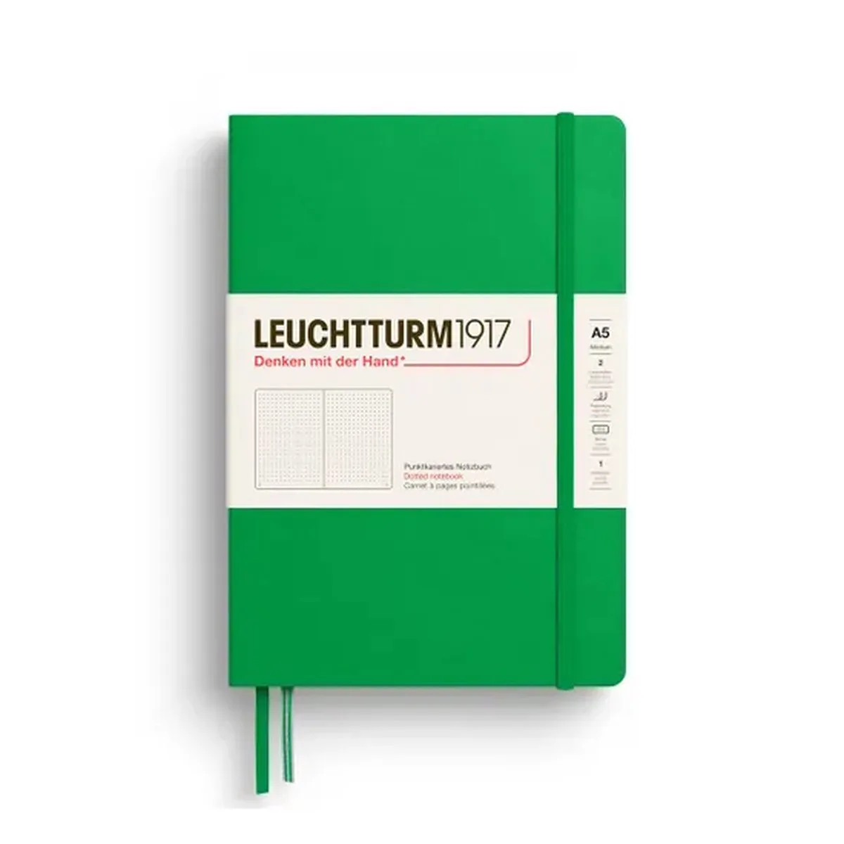 notitieboek spring leaf dotted medium hardcover a5 145x210mm van Leuchtturm1917 in Groen – productfoto