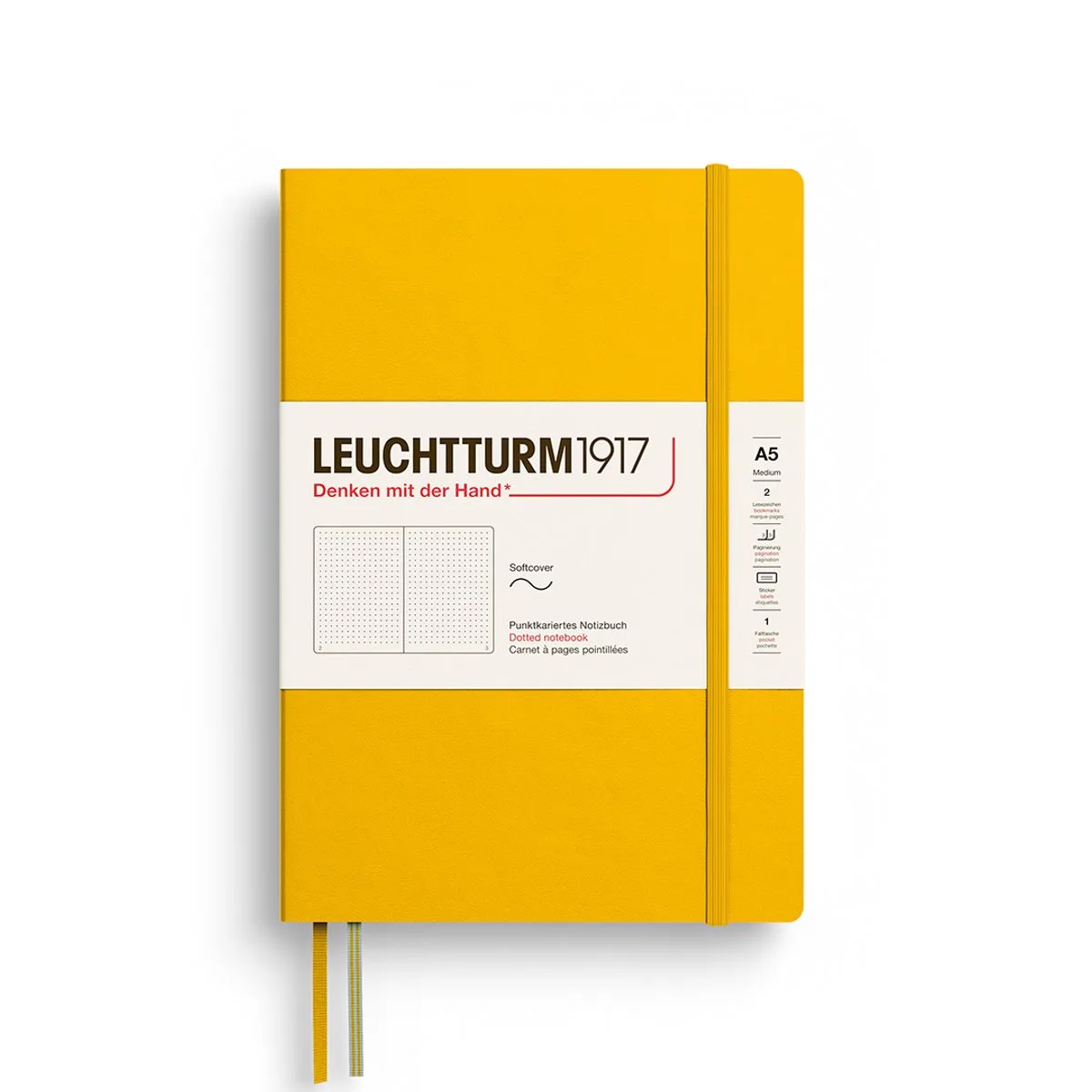 notitieboek sunflower dotted medium softcover a5 145x210mm van Leuchtturm1917 in Sunflower geel oranje – productfoto