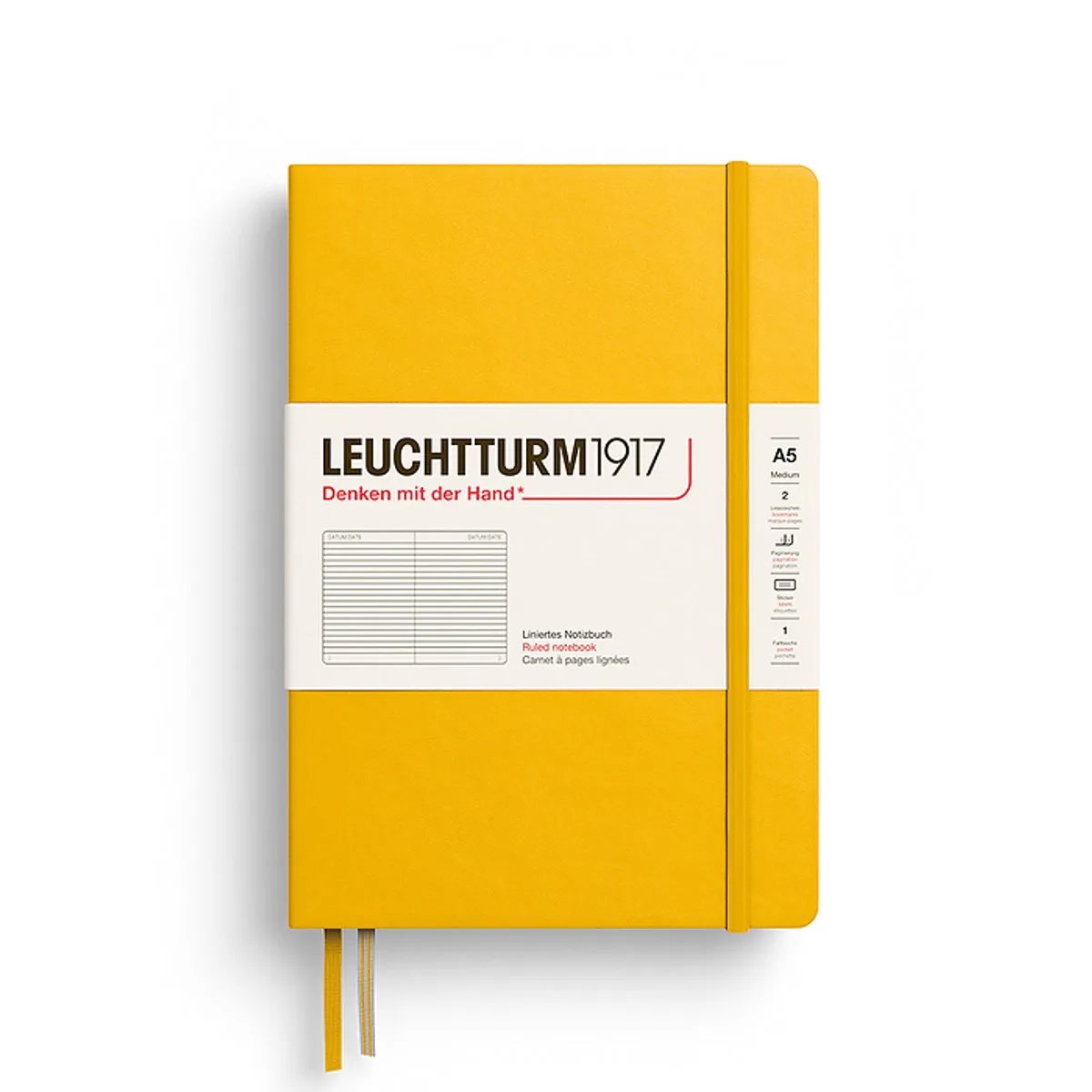 notitieboek sunflower lined medium hardcover a5 145x210mm van Leuchtturm1917 in Geel – productfoto