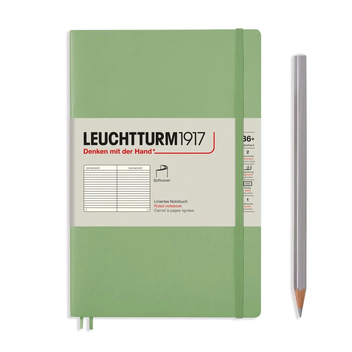 notitieboekje softcover paperback B6+ gelinieerd groen - Notebook - 4004117593352 de Leuchtturm1917 en Sage – photo produit