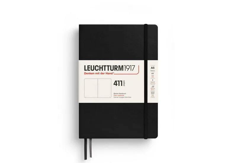 Notizbuch 411 Medium A5 Hardcover Blanko van Leuchtturm1917 in Zwart – productfoto