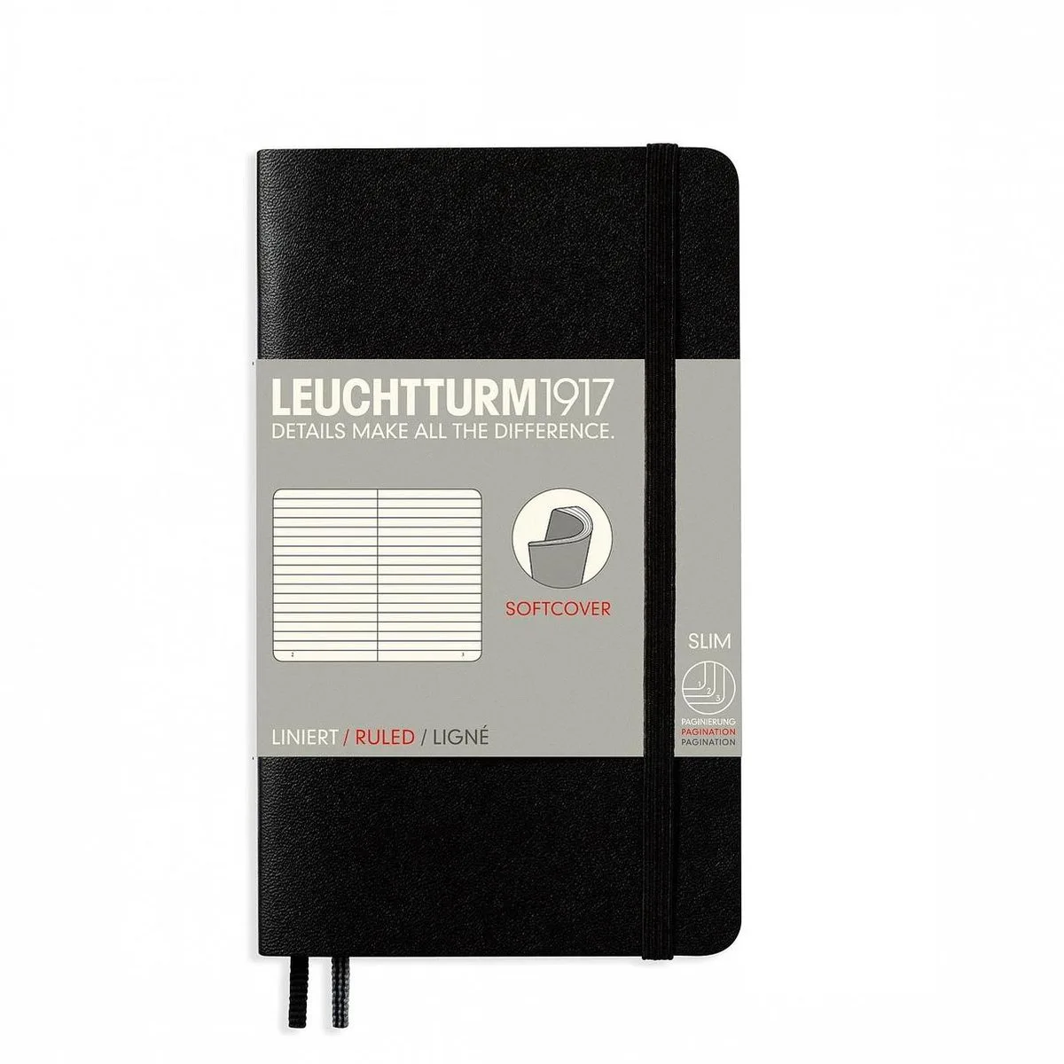 Pocket Notebook Softcover Ruled - Overig by Leuchtturm1917 in Black – product photo