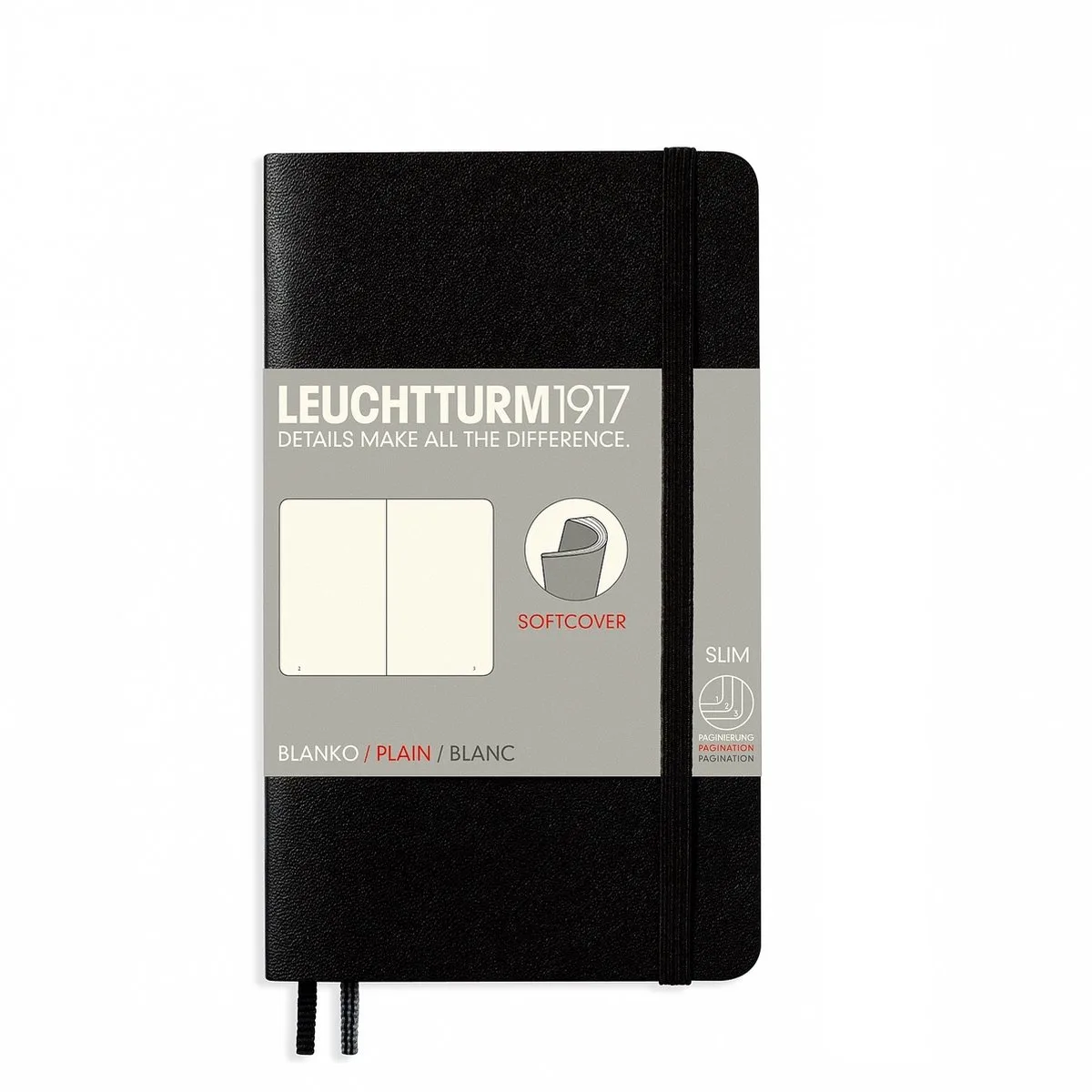 Softcover Notitieboek - Pocket - Blanco de Leuchtturm1917 en Noir – photo produit